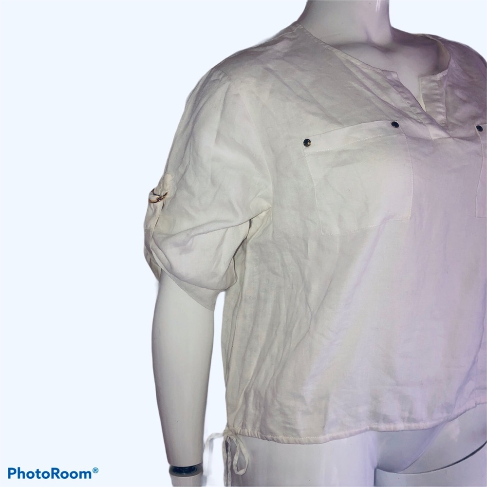 Ellen Tracy Split Collar Linen Top - image 2